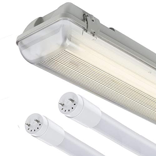 Image of 5Ft LED Twin Non Corrosive T8 Batten Fitting Indoor or Outdoor IP65 Weatherproof Fixture – Ideal For Garage Warehouse Car Park Industrial Lighting - Comes with 2x 6000k Daylight 58w T8 LED Tubes