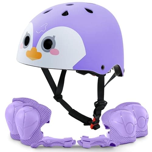 Image of KAYMAN Kids Bike Helmet age 3 to 12, Adjustable Safety Gear for Boys and Girls, Suited to Scooter, Cycling, Skateboard & Roller Skating - Protection for Boys & Girls (Penguin)