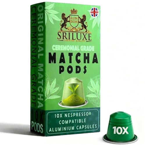 Image of SRILUXE Original Matcha Pods – ceremonial-grade Japanese matcha | 10 Original Nespresso-compatible capsules, ideal for quick & easy hot or iced lattes. contains caffeine & L-theanine. (10 Pods)