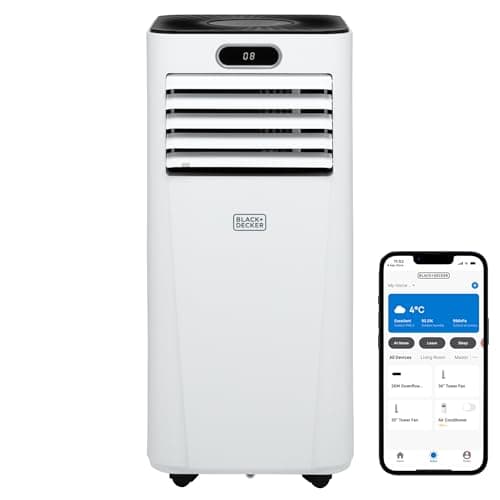Image of BLACK+DECKER, 5000 BTU Portable 3-in-1 Smart Air Conditioner, Dehumidifier, Cooling Fan, Sleep Mode, 24 Hour Timer, Remote Control, White, BXAC40023GB