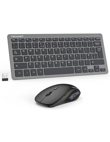 Image of TECKNET Mini Wireless Keyboard and Mouse Set, 2.4G Cordless USB Keyboard and Silent Mouse Combo with Nano USB Receiver, 12 Multimedia Shortcuts for Computer, PC, Laptop, Desktop (Grey)