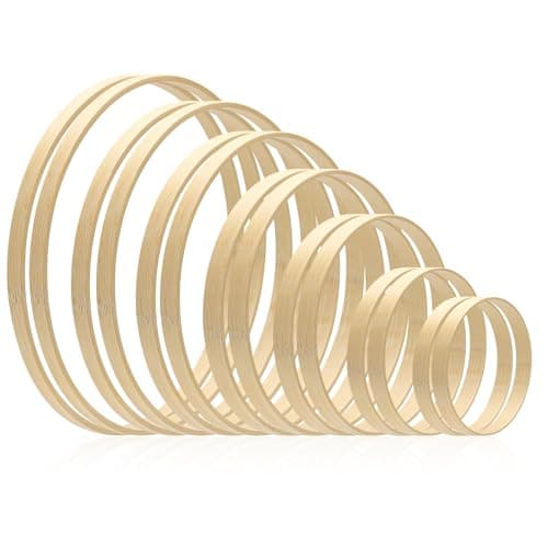 Image of KOXXIAMOQ 14 Pcs Wooden Hoops for Craft, Bamboo Floral Hoops for Crafting, Wooden Rings for Crafts Macrame Dream Catcher Ring Wedding Wall Hanging Decorations, 8/10/13/15/17/18/20cm