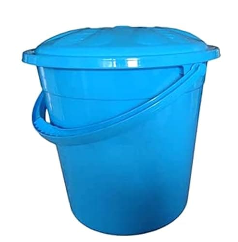 Image of Plastic Bucket with Lid Handle Small Large Storage Bucket Bin Container Measures (Retro Blue, 10L), B09TTG8W22
