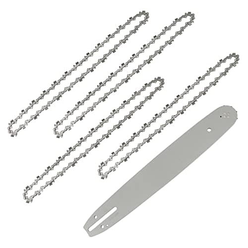 Image of 4-Pack Chainsaw Chains with 14-Inch (35 cm) Chainsaw Guide Bar, 14" Guide Bar, Replacement Chain Saw Chains - 3/8" Pitch - 52 Drive Links - 0.050"(1.3mm) Gauge