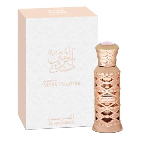 Image of Al Haramain Musk Poudrée Attar Oil 12ml | Luxury Arabian Perfume Oil | Floral Woody Vanilla & Musk Fragrance | Alcohol-Free Concentrated Unisex Attar for Women & Men | Long-Lasting Scent