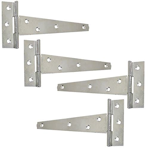 Image of 2X Pairs of Galvanised Zinc 8"/200mm Long Tee Hinges - Garden Gate/Shed/Door T Hinges