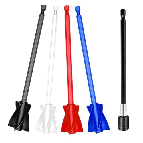 Image of 5 Pcs Paint Mixer for Drill - 4 Pcs Paint Mixing Paddles with 1pc 15cm Extension Rod-Efficient Paint Stirrer Attachment for Mixing Paints, Stains & Liquids - Durable and Easy to Use