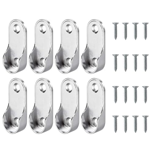 Image of Oval Wardrobe Rail Holder Wardrobe Hanging Sockets 15mm Rail Rod End Supports Wardrobe Rod Socket Fitting Round Bracket Zinc Alloy Flange Hanging(8pcs)