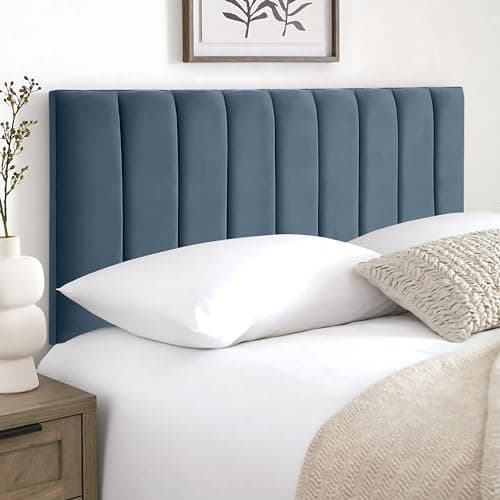 Image of HB-1 Headboards for Beds – 9vp 24'' Divan Bed Headboard – Headboards for Divan Beds, Bedroom & Hotel Furniture, Elegant Soft Plush Fabric Head Board (Sky Blue Plush, 3FT Single)