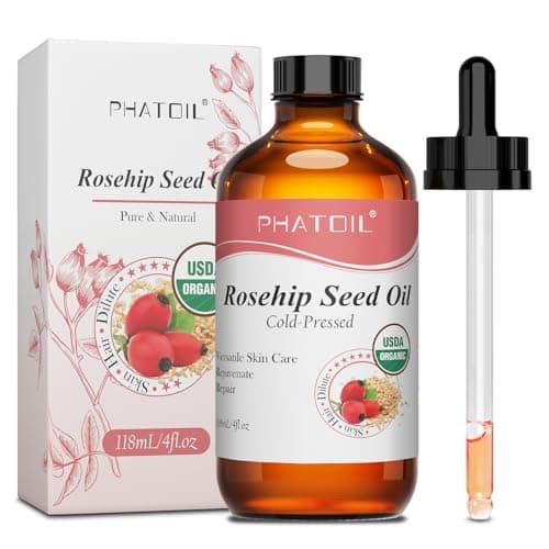Image of PHATOIL Organic Rosehip Seed Oil 118ml – 100% Pure, Cold Pressed & USDA Certified – Anti-Aging Rosehip Oil for Face, Skin, Hair & Nails