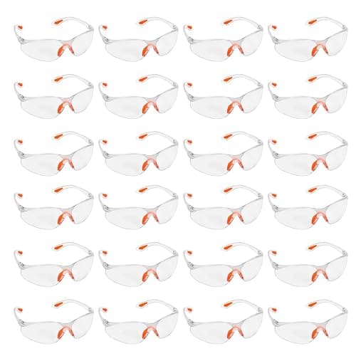 Image of Kurtzy Clear Safety Glasses for Work (24 Pack) - Safety Goggles - Anti-Fog Protective Lenses for Work - Eye Protection Glasses for Adults - Specs for Squash Airsoft Cycling