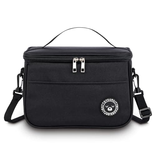 Image of BEHONA 9L Insulated Lunch Bag for Adults, Foldable Cooler Bag with Oxford Fabric & Aluminum Foil Lining, Office Gym Commute Lunch Tote (Black)