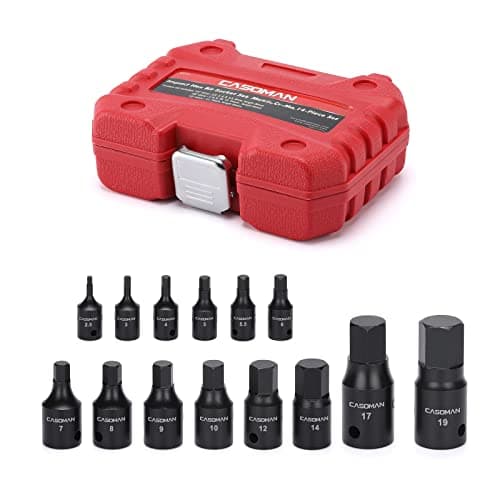 Image of CASOMAN Impact Hex Bit Socket Set, 14-Piece Set, 1/4", 3/8" and 1/2" Drive, Metric, Cr-Mo, 2.5mm to 19mm