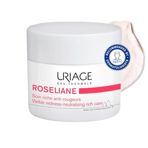 Image of Uriage Roséliane Anti-Redness Rich Face Cream 50ml - Soothes, Hydrates, Reduces Redness of Dry Sensitive Skin - Long-Lasting Comfort & Proven Results - Day & Night - With Shea Butter & Ginseng