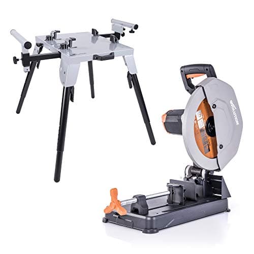 Image of Evolution Power Tools 005-0002 Chop Saw Stand with Universal Fitting with R355CPS Multi-Material Chop Saw, 355 mm (230 V)