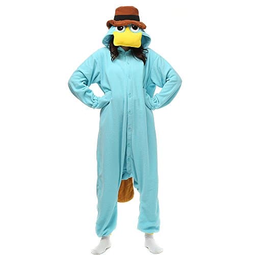 Image of Wishliker Unisex Adult Kigurumi Onesie Pyjamas Platypus Christmas Costumer SkyBlue,XL:179-188cm(5'11"-6'2")
