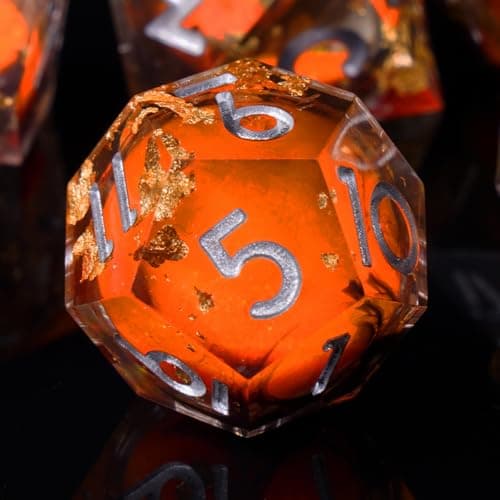 Image of ORUZA 7 PCS Liquid Core DND Dice Resin Sharp Edge Dice Polyhedral D&D Dice Set for Dungeons and Dragons RPG MTG Table Games