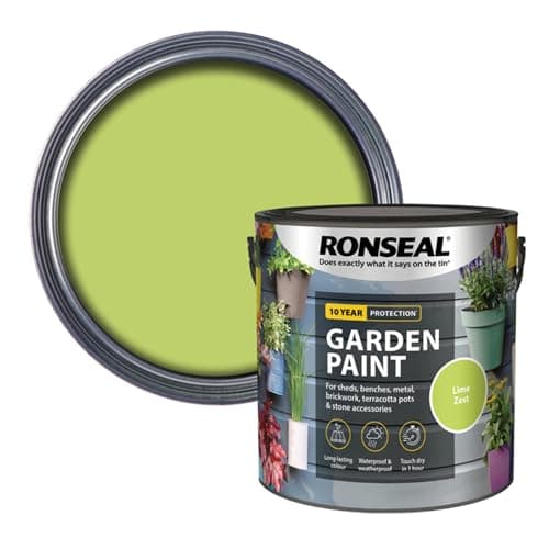 Image of AOC24 Garden Fence Paint 2.5l – Multi-Surface Exterior Paint for Wood, Brick, Metal, Stone & Terracotta – Waterproof, Resists Fading, Matt Finish for Sheds, Fences, Garden Furniture Lime Zest