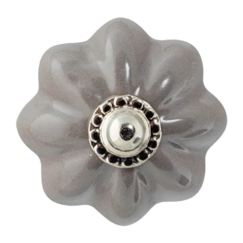 Image of Nicola Spring Ceramic Cupboard Drawer Knobs - Solid Vintage Design - Grey - Pack of 6