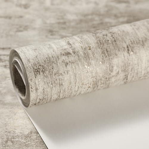 Image of Baketron Concrete Beige Brown and Gold Wallpaper for Living Room, Bedroom, Fireplace - Neutral Decorative Luxury Wall Paper with Distressed Pattern, Textured Finish & Metallic Detailing Cream