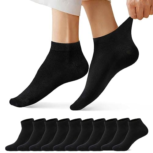 Image of FALARY Trainer Ankle Socks for Men Women 10 Pairs Sport Low short Black 6-8