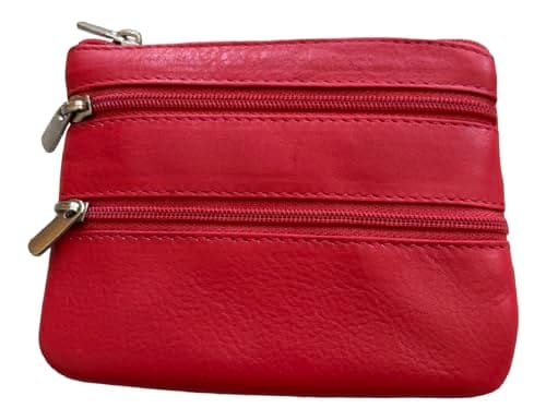 Image of Golunski Soft Leather 3 Zip Leather Coin Credit Card Purse (Red)