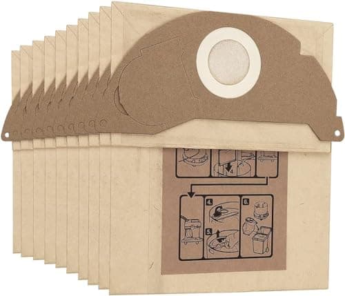 Image of FIND A SPARE 10 Pack Brown Paper Filter Bags For Kärcher 69043220, Wet and Dry A2000 A2099 WD2.000 WD2.499 Series Vacuum Cleaner