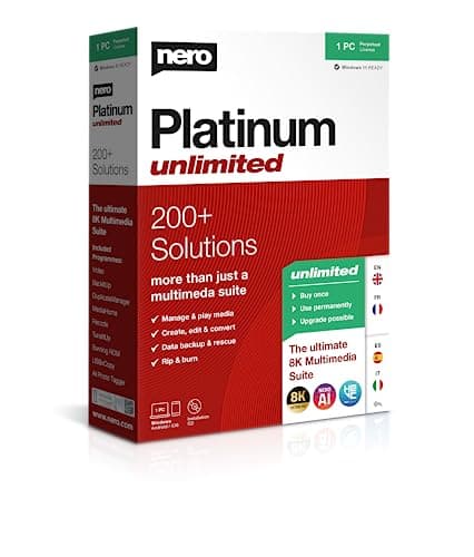 Image of Nero Platinum Unlimited | Video Editing | Backup | Manage and Play Media | 8K | Photos | Music | PC Tuneing | 1 PC | Windows 11 / 10 / 8 / 7