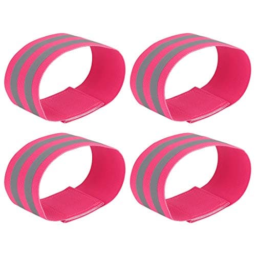 Image of X AUTOHAUX 4pcs Reflective Bands for Arm Cycling Reflective Armbands Pink