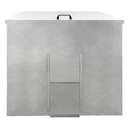 Image of Coal Storage Bunker 500kg 772L Galvanised Steel Raised Metal Base Strengthening Bar Baffle Plate Waterproof Rust & Rodent Proof Wood Fire Sliding Door Hinged Lid Handle FREE Coal Shovel