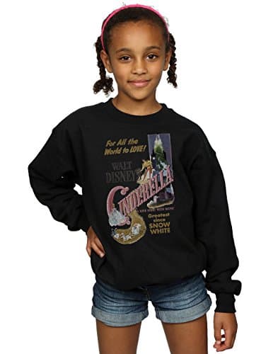 Image of Disney Princess Girls Cinderella Retro Poster Sweatshirt 7-8 Years Black