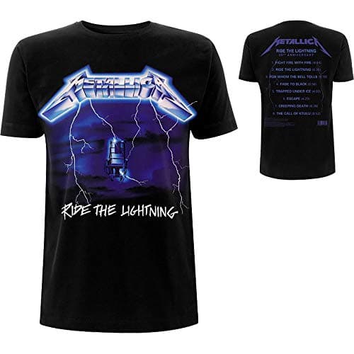 Image of Metallica Ride The Lightning Tracks Official Tee T-Shirt Mens Unisex (X-Large) Black
