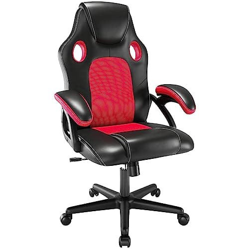 Image of play haha Office Chair,Ergonomic High Back Seat With Breathable Mesh Insert Padded Armrests Durable Base Lumbar Support Faux Leather Surface For Gaming Home Or Office Use Gaming Chair