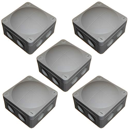 Image of 5pk Wiska Combi 308/5 Grey Outside Junction Box with Terminal Block Waterproof IP67 Membrane and M20 Thread