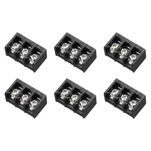 Image of sourcing map 3 Positions Terminal Block, 1.18"x0.53" 300V 30A 9.5mm Pitch PA66 Single Row PCB Mount Screw Terminals Strip Pack of 6, Black