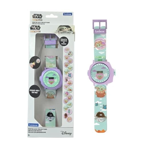 Image of LEXIBOOK, Star Wars, Digital Watch Grogu with 20 Projections, Adjustable Bracelet for Kids, Date and Time Display, Green/Purple, DMW050SWLXB