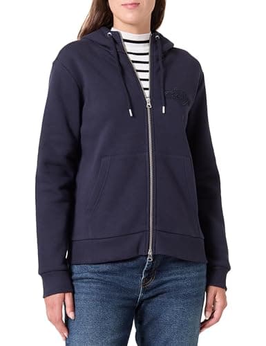 Image of GANT REG Tonal Shield Zip Hoodie, Evening Blue, M