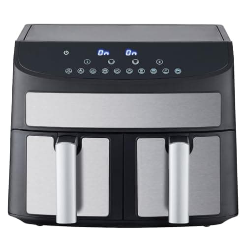 Image of Domestic King 7L Dual Basket Air Fryer With Recipe Book, 3.5L Each, LED Touch Display, 2400W Power, 10 Presets, Smart Features, Sync Cooking, Non Stick, Dual Controls. (7l Air Fryer)