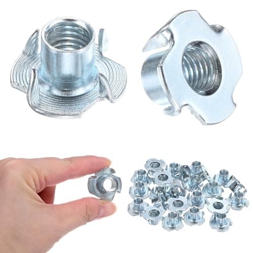Image of M METERXITY 50-Pack M10x13mm T-nut, Carbon Steel 4-Pronged Tee Nut Threaded Insert for Wood/Rock Climbing Holds/Furniture, Corrosion Resistant Fasteners