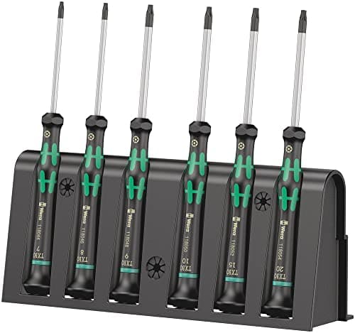 Image of Wera 05118154001 | 2067/6 Torx BO Precision Torx Screwdriver with Tamper-Stop Screw Set with Rack, 6 Piece