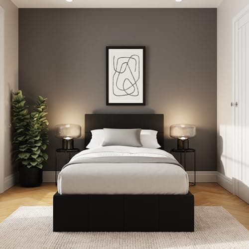 Image of GFW Classic Leather Upholstered Ottoman Storage Bed, Gas End Lift & Under Bed Storage, Single, Faux Leather, Black