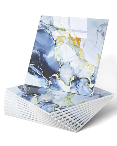 Image of WADILE 20pcs Waterproof Peel and Stick Marble Wall Tiles, 30x30 cm Self-Adhesive PVC Panels for Bathroom, Kitchen, and Living Room Blue