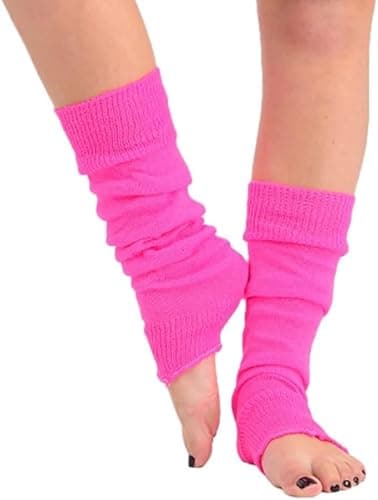 Image of CHAAL® Women's Grey Knit Leg Warmers Girls Leg Warmer 80'S Teen Fancy's Dress Dance wear Womens Fancy Stylish Leg Warmers - Ladies Girls Leg warmer for carnival fancy dress party Leg Warmer Pink