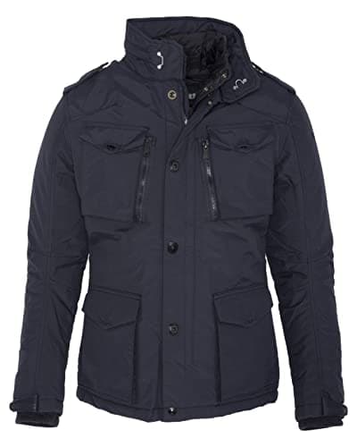 Image of Schott NYC Men's Field Parka Long Sleeve Jacket, Blue (Navy), Small