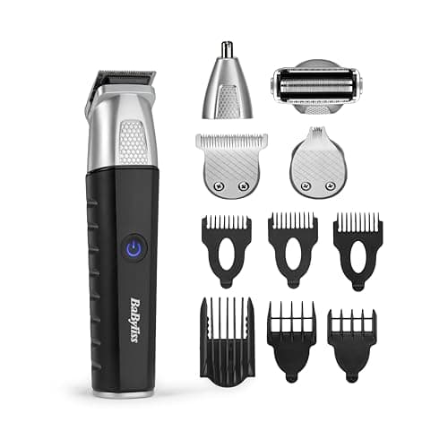 Image of BaByliss Lithium Power 11-in-1 Multi-Trimmer - Cordless Grooming Kit Including Beard Trimmer and Nose Hair Trimmer, Waterproof, Gifts for Men, Black/Grey, MT812U