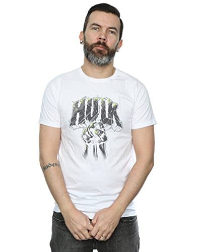 Image of Marvel Men's Hulk Punch Logo T-Shirt Medium White