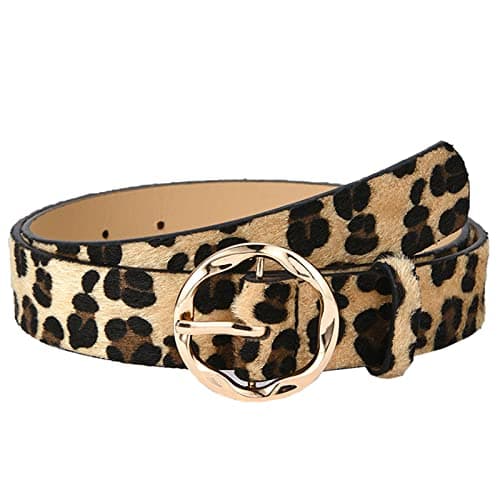 Image of NiceYnn 3cm Wide Fashion Snake Leopard Irregular Buckle Leather Belt - Women Soft Faux Leather Chic Belt for Jeans Dress Pants Coat Leopard