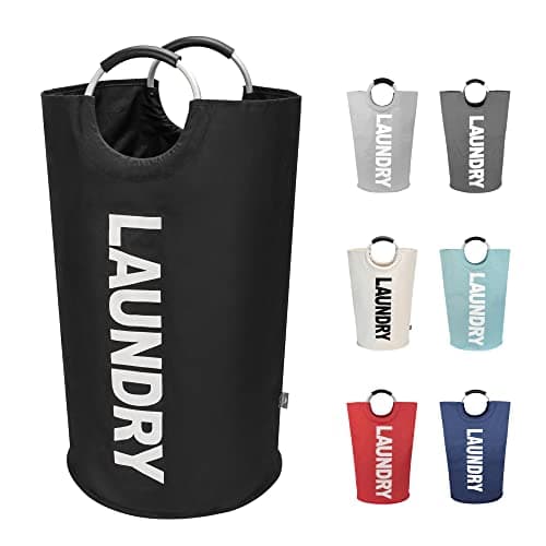 Image of DOKEHOM 90L Large Laundry Basket, Collapsible Laundry Bag, Freestanding Tall Clothes Hamper, Foldable Washing Bin (Black)