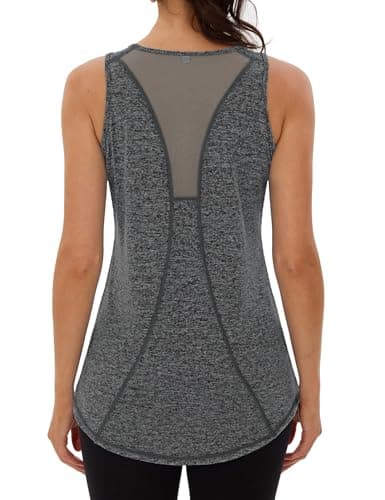 Image of Women's Sports Tank Top Sleeveless Racerback Yoga Vest Lightweight Quick Dry with Hollow Back Design for Workout Gym Running S-3XL Dark Grey
