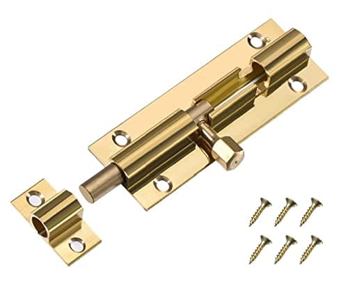 Image of TERF® Door Bolt Polished Brass Barrel Slide Lock 38mm [1.5''] Door Latch with Screws Ideal for Internal and External Doors Locks for Bedroom Bathroom Toilet Shed Gate Cupboards and Cabinets - 38mm